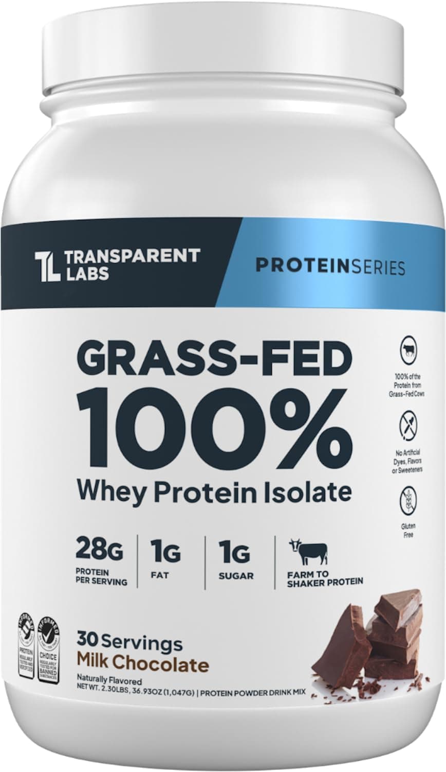Transparent Labs Grass-Fed Whey Protein Isolate - Naturally Flavored, Gluten Free